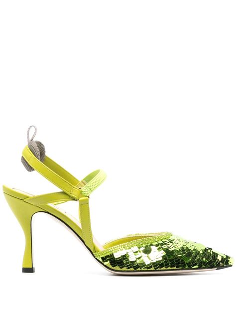 fendi light green cork wedge shoe|Fendi pumps.